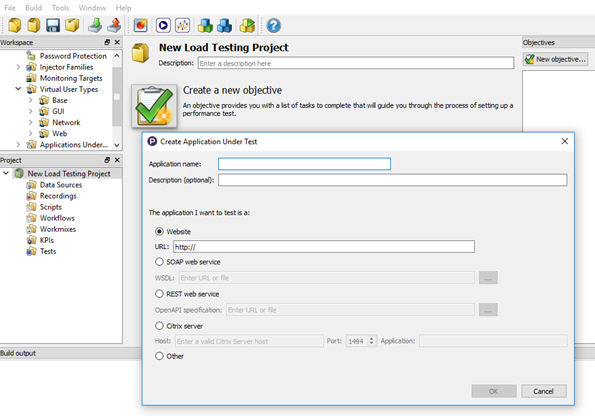 An example of a pc-based load testing tool client